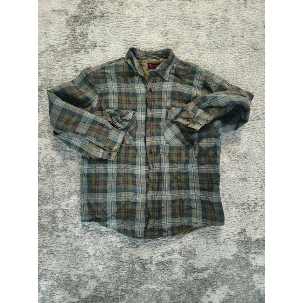 Wolverine Green Plaid Men Large Flannel Jacket